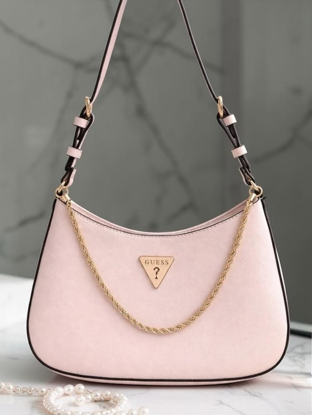 Guess Pastel Pink Shoulder Handbag